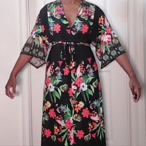 Floral Kimono Dress Floor Length
